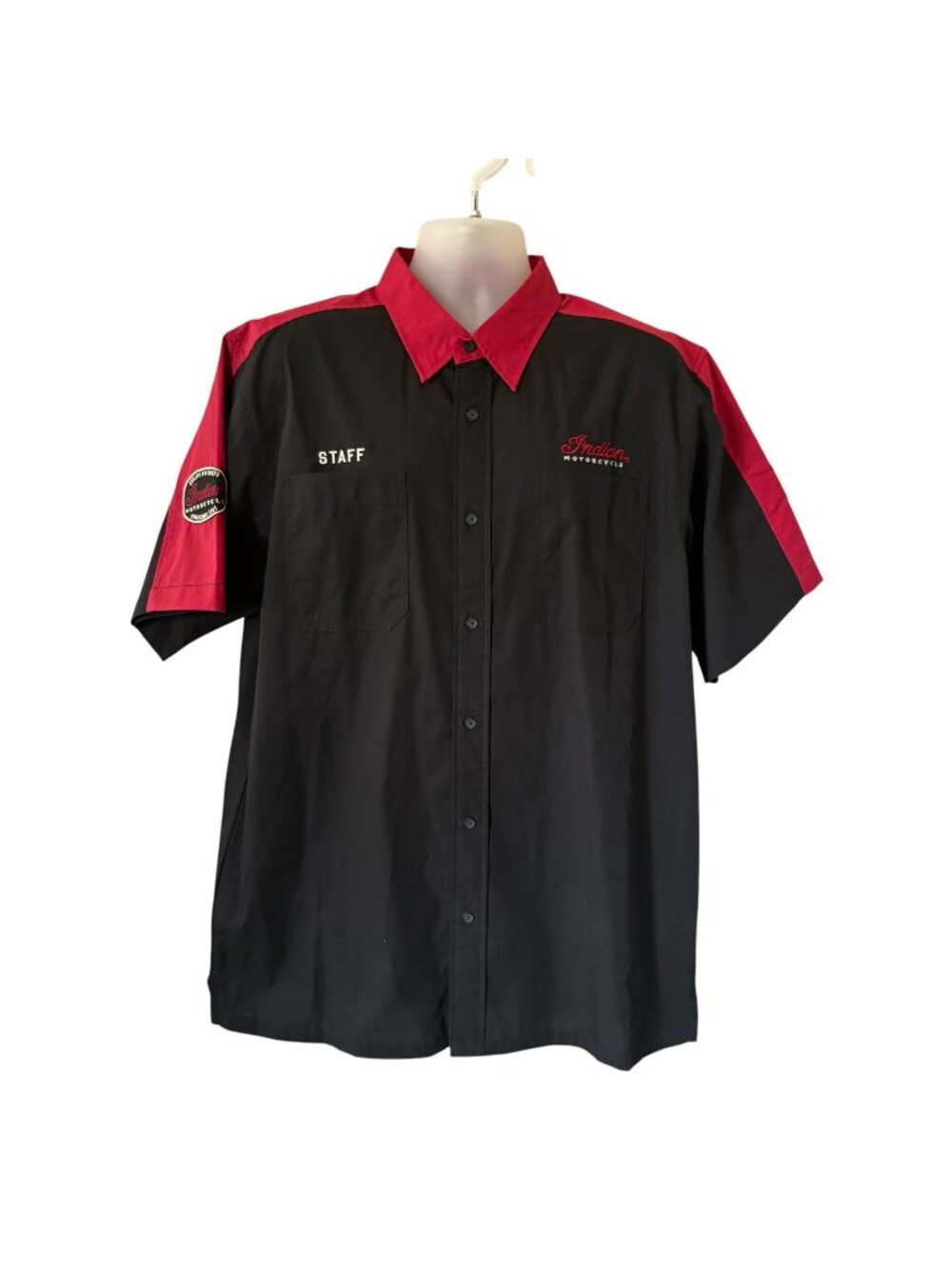 Indian Motorcycles Mechanic Work Shirt Staff Red Black Cotton NWT Size Large